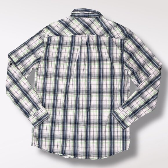 Skully Long Sleeve Button Down Dress Shirt Plaid Lightweight Flannel Size Large - Picture 6 of 7